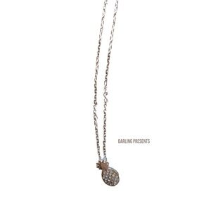 Etched Pineapple Necklace Women Color Silver